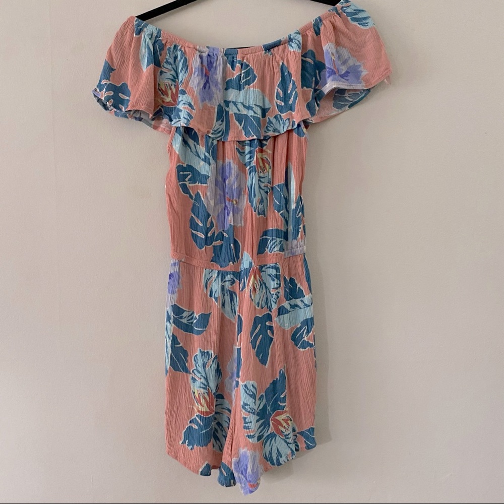 Harlow pink tropical plant romper